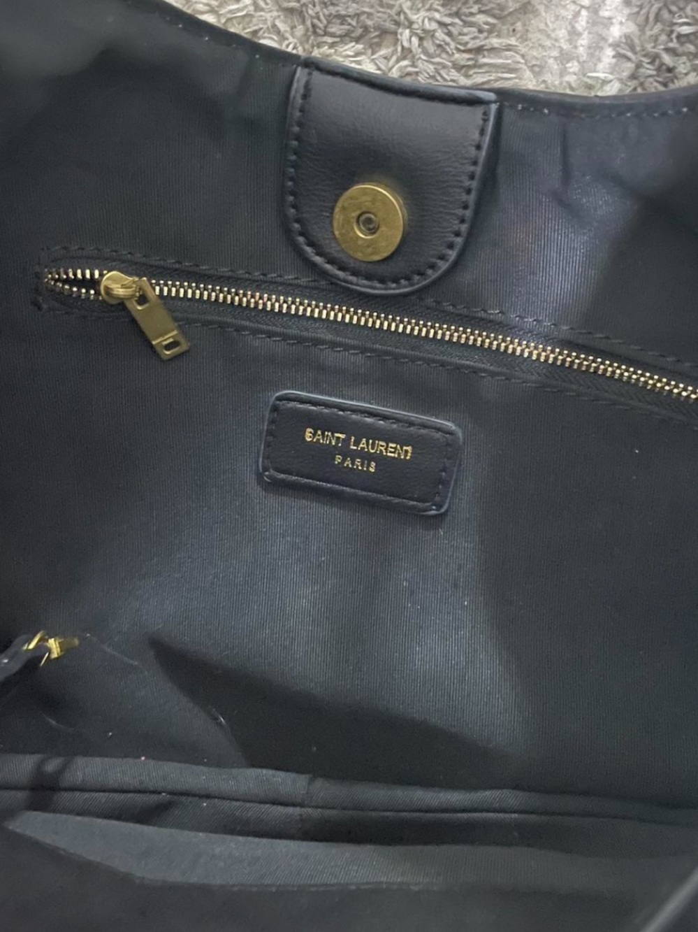 Saint Laurent Black Quilted Leather Hobo with Gold YSL Emblem - Picture 2 of 2
